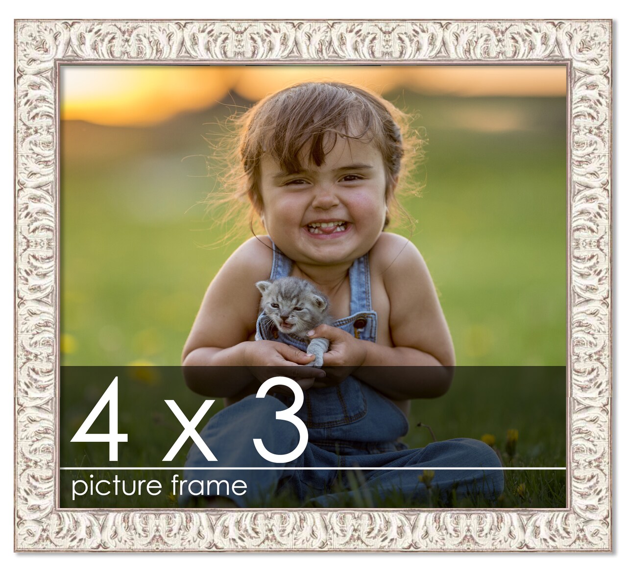 3x4 Refined Picture Frame with UV-Resistant Acrylic & Acid Free Backing, Available in 5 Finishes - Black, Blue, Gold, Silver, and White